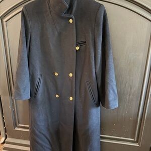 Elegant Black Double-Breasted Wool Women's Coat
